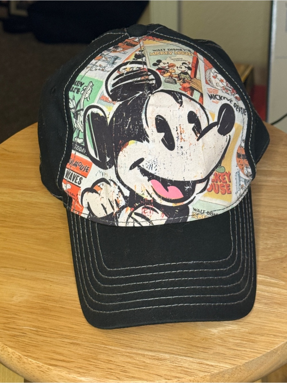 Vintage Disney Store Mickey Mouse Comic Strip Print Baseball Hat Cap Adult OSFA